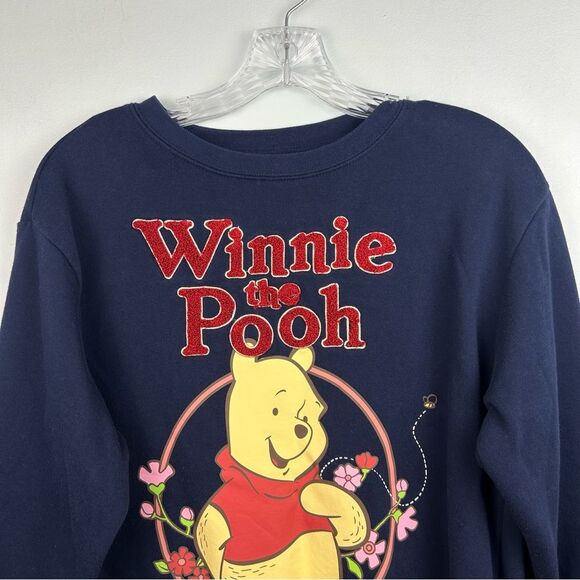 Disney Winnie the Pooh Navy Sweatshirt Chenille Lettering Vinyl Graphic XS 0-2 - Picture 5 of 16